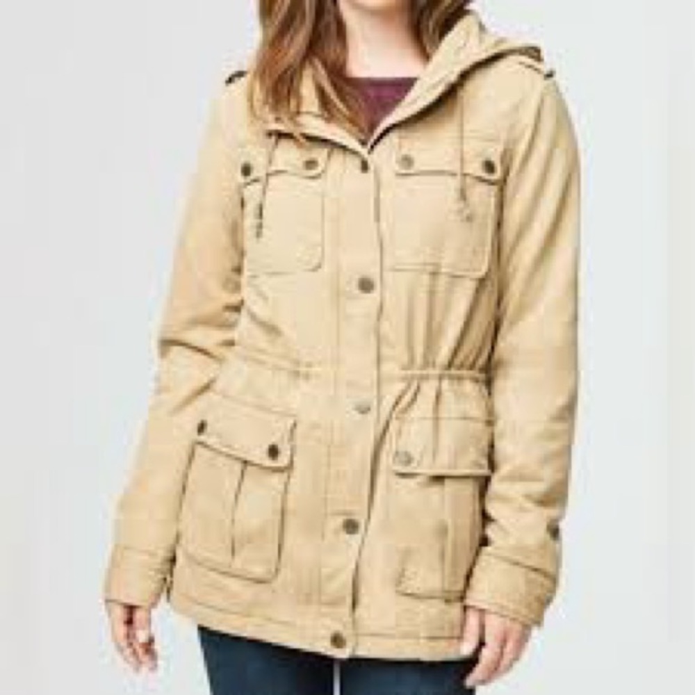 Aeropostale hooded cinched-waist parka jacket.